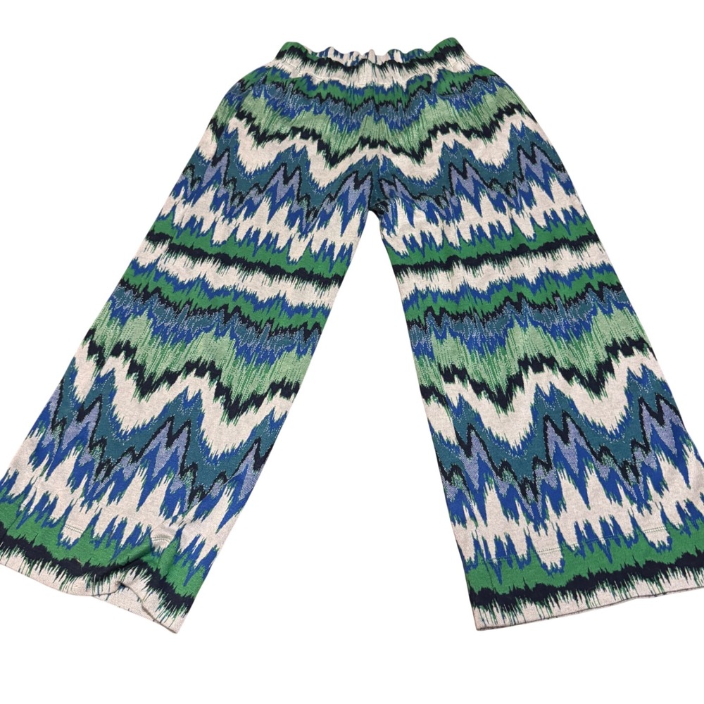 Chevron Palazzo Pants Shannon Passero Blue Green Wide Leg Knit S/P